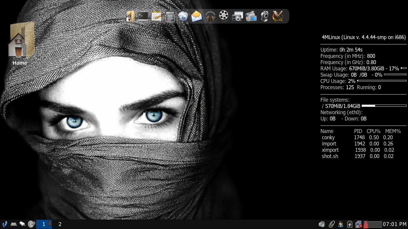 4MLinux desktop screenshot: 21.0 desktop