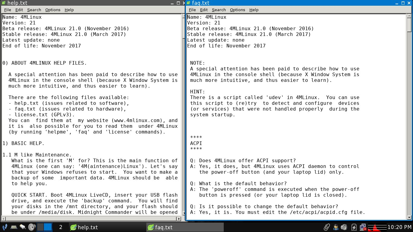 4MLinux desktop screenshot: 21.0 help