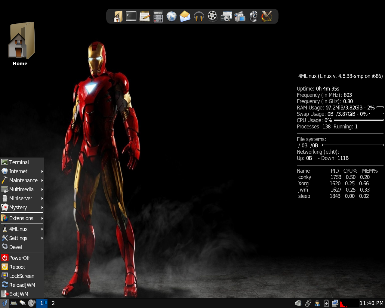 4MLinux desktop screenshot: 22.0