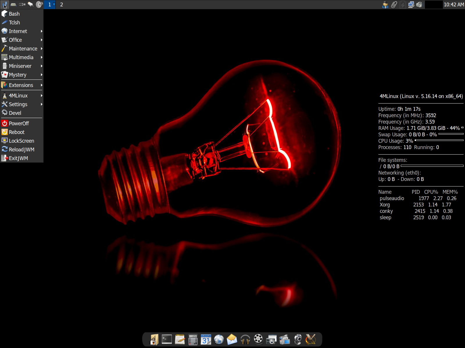 4MLinux desktop screenshot: 39.0