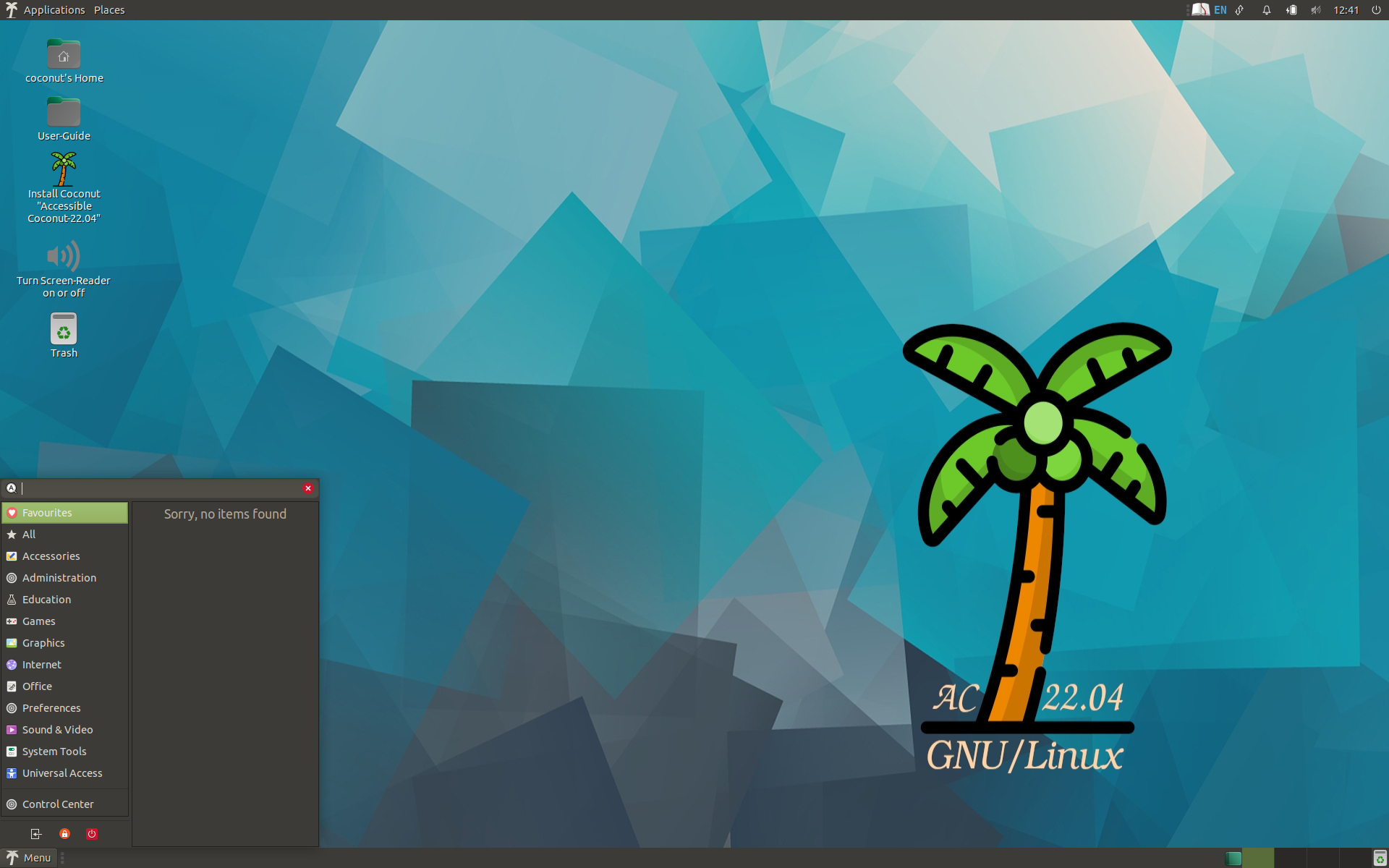Accessible-Coconut desktop screenshot: 22.04.2