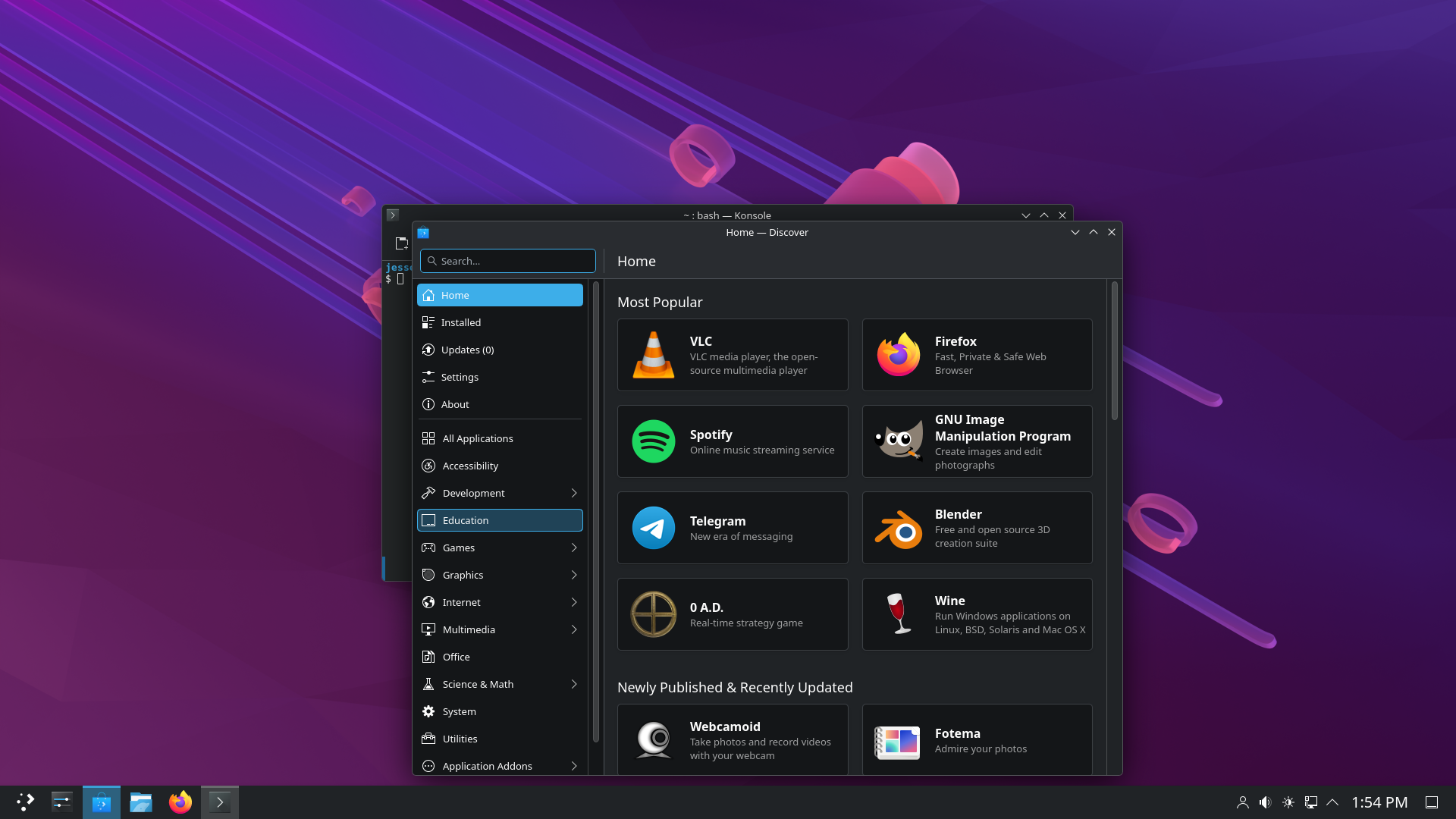 AerynOS desktop screenshot: 2026.01 discover
