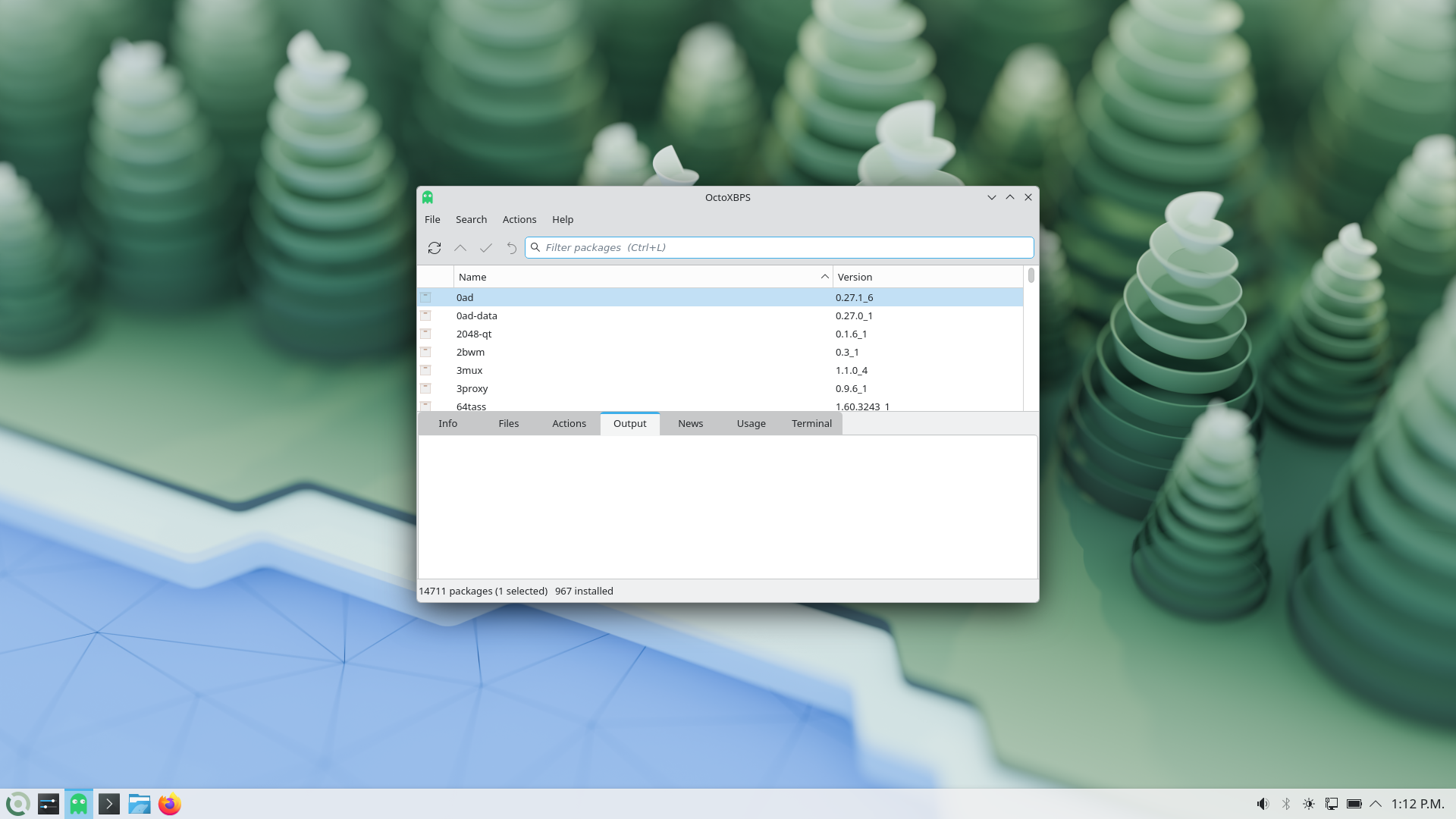 AfagOS desktop screenshot: 2026 octoxbps