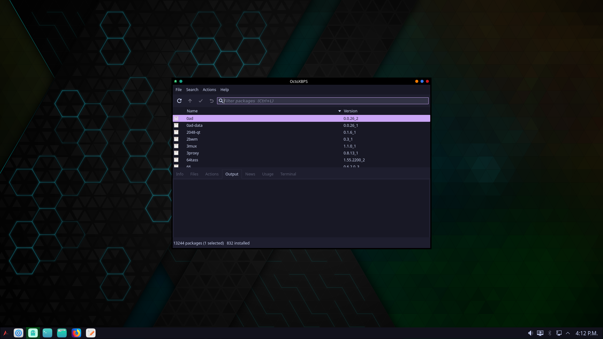 AgarimOS desktop screenshot: 20221114 octoxbps