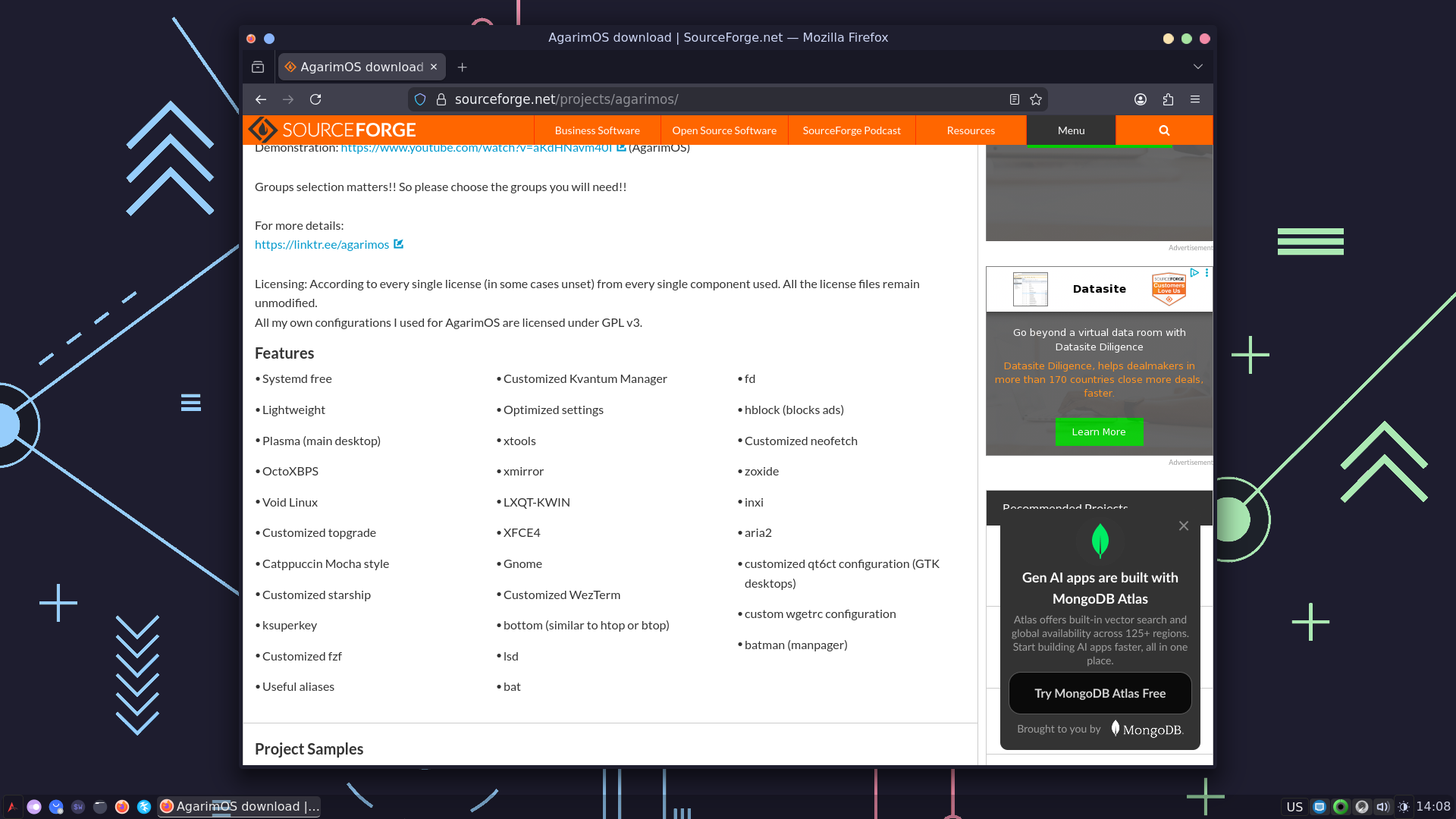 AgarimOS desktop screenshot: 2026.01.17 firefox