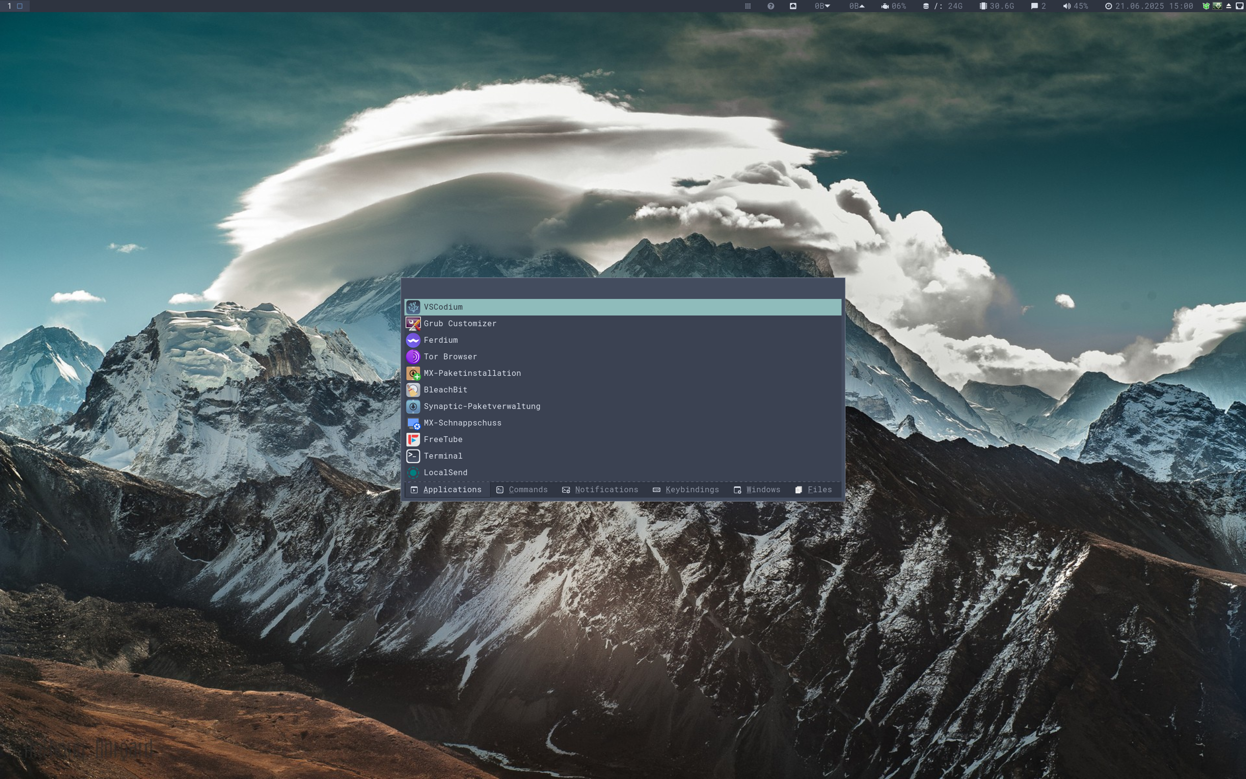Alien-OS desktop screenshot: 07.06.2025