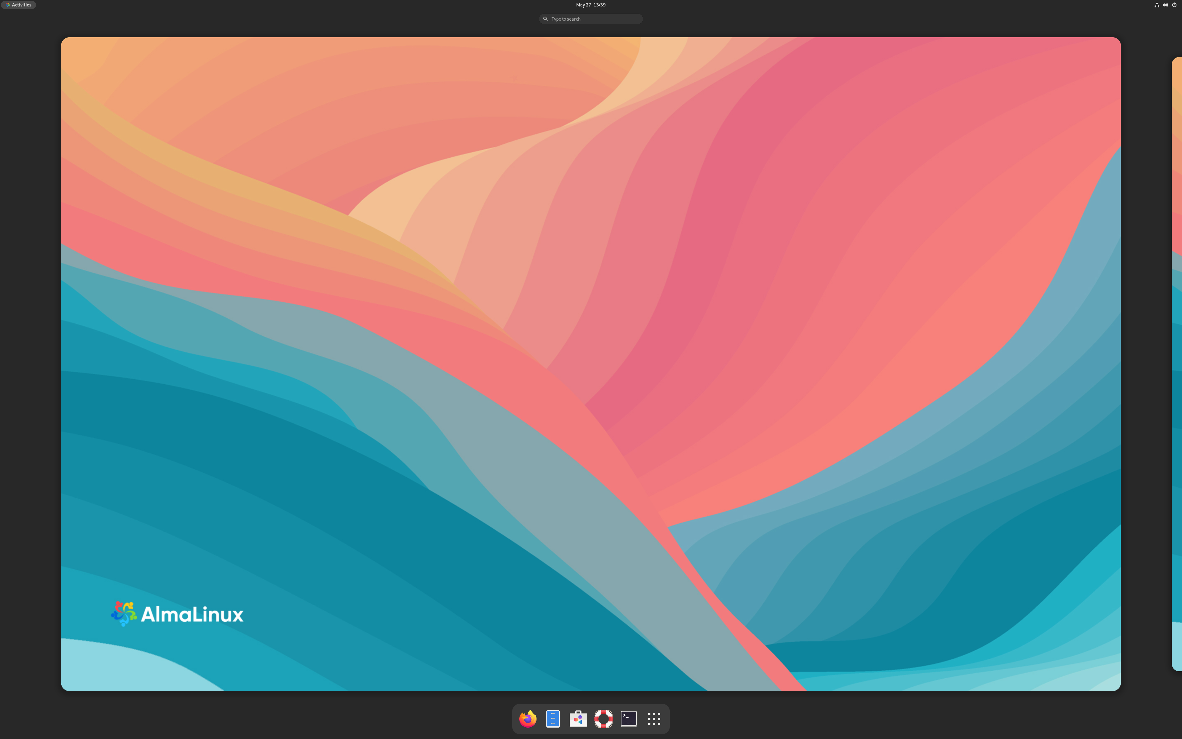AlmaLinux desktop screenshot: 9.0