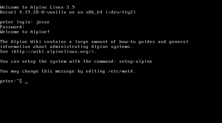 Alpine desktop screenshot: 3.9.2 console