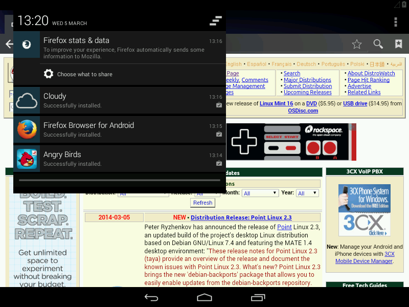Android desktop screenshot: x86 4.4 notifications