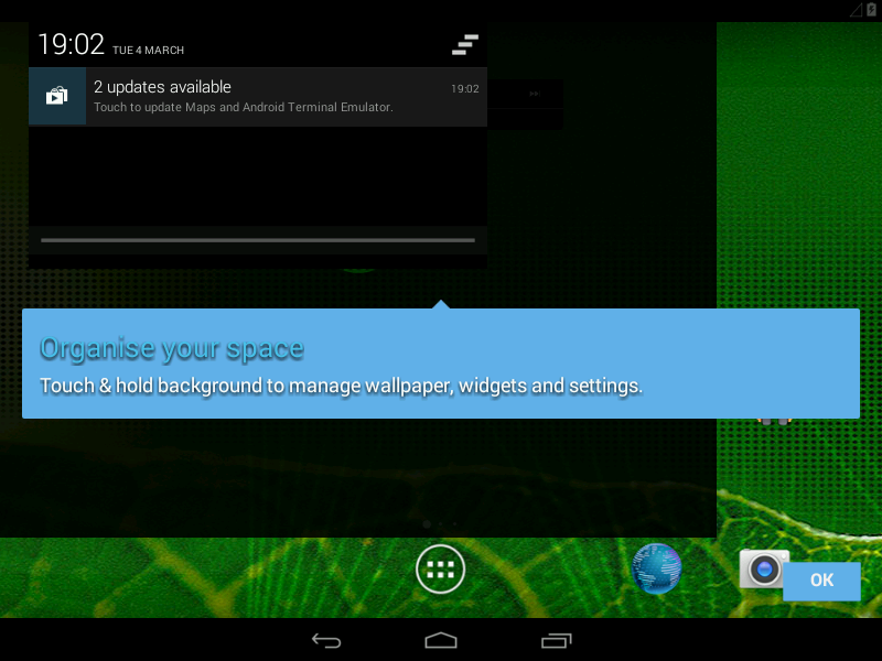 Android desktop screenshot: x86 4.4 welcome