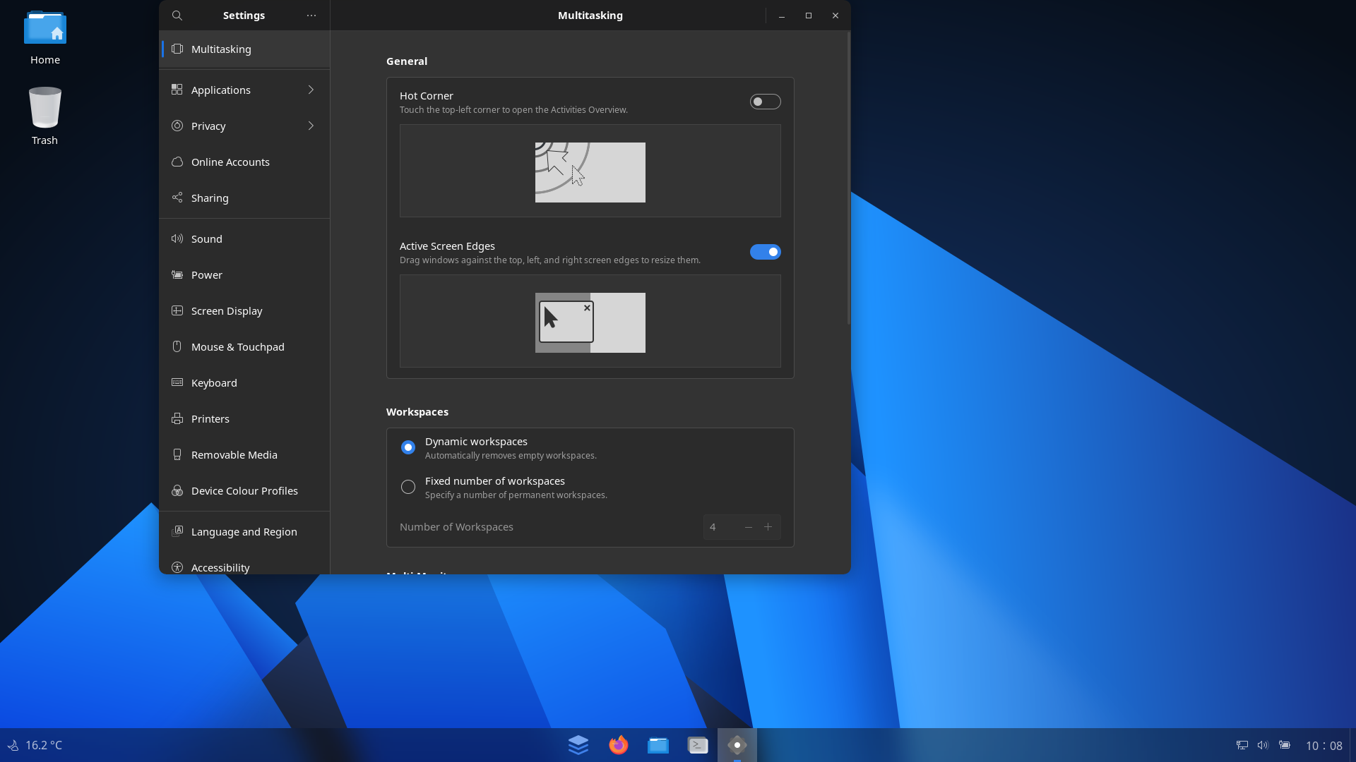 AnduinOS desktop screenshot: 1.0.1 settings