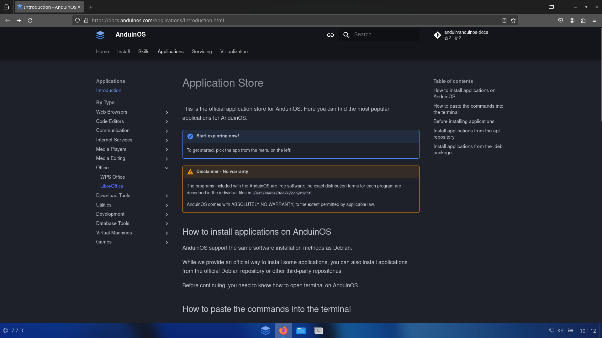 AnduinOS desktop screenshot: 1.0.1 store