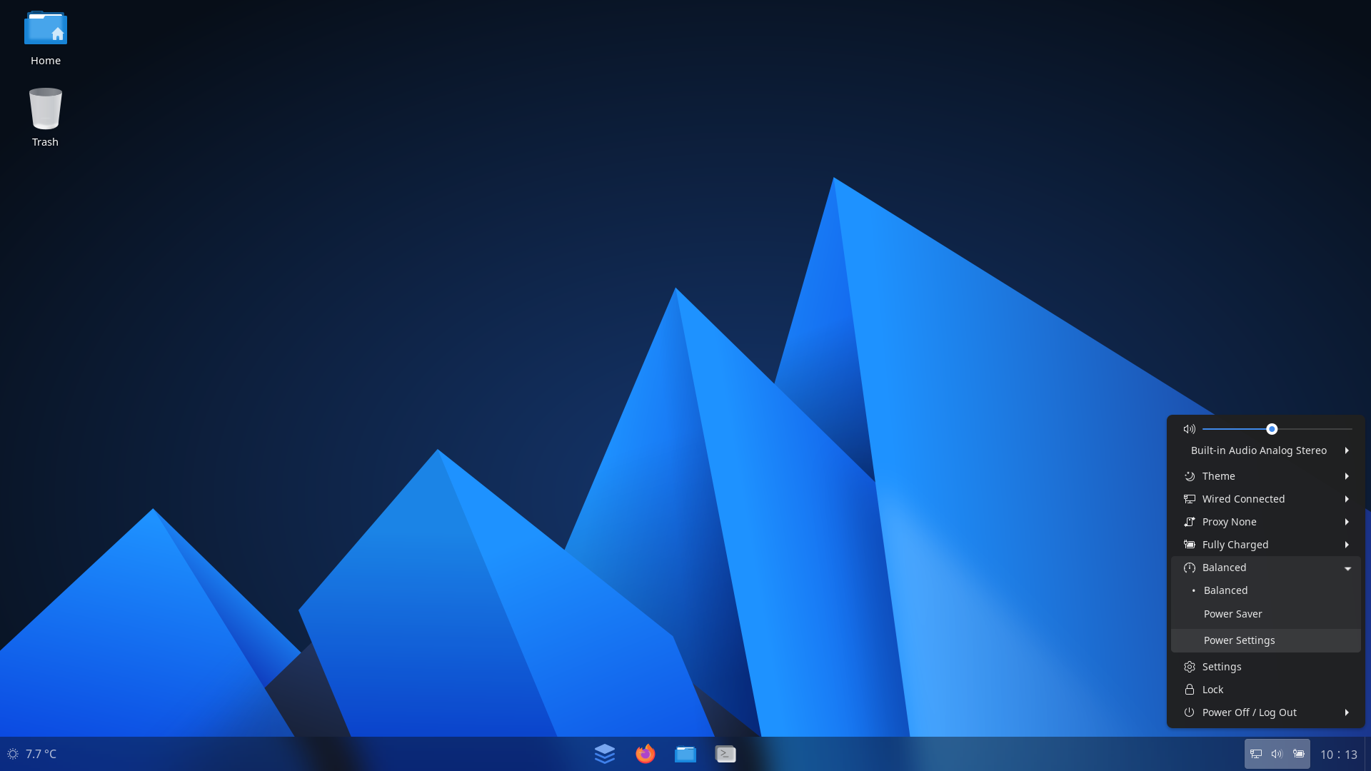 AnduinOS desktop screenshot: 1.0.1 tray