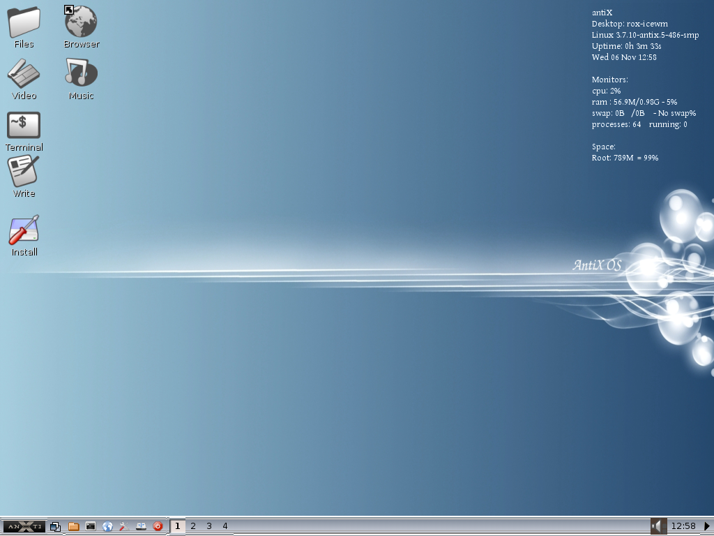 antiX desktop screenshot: 13.2 desktop