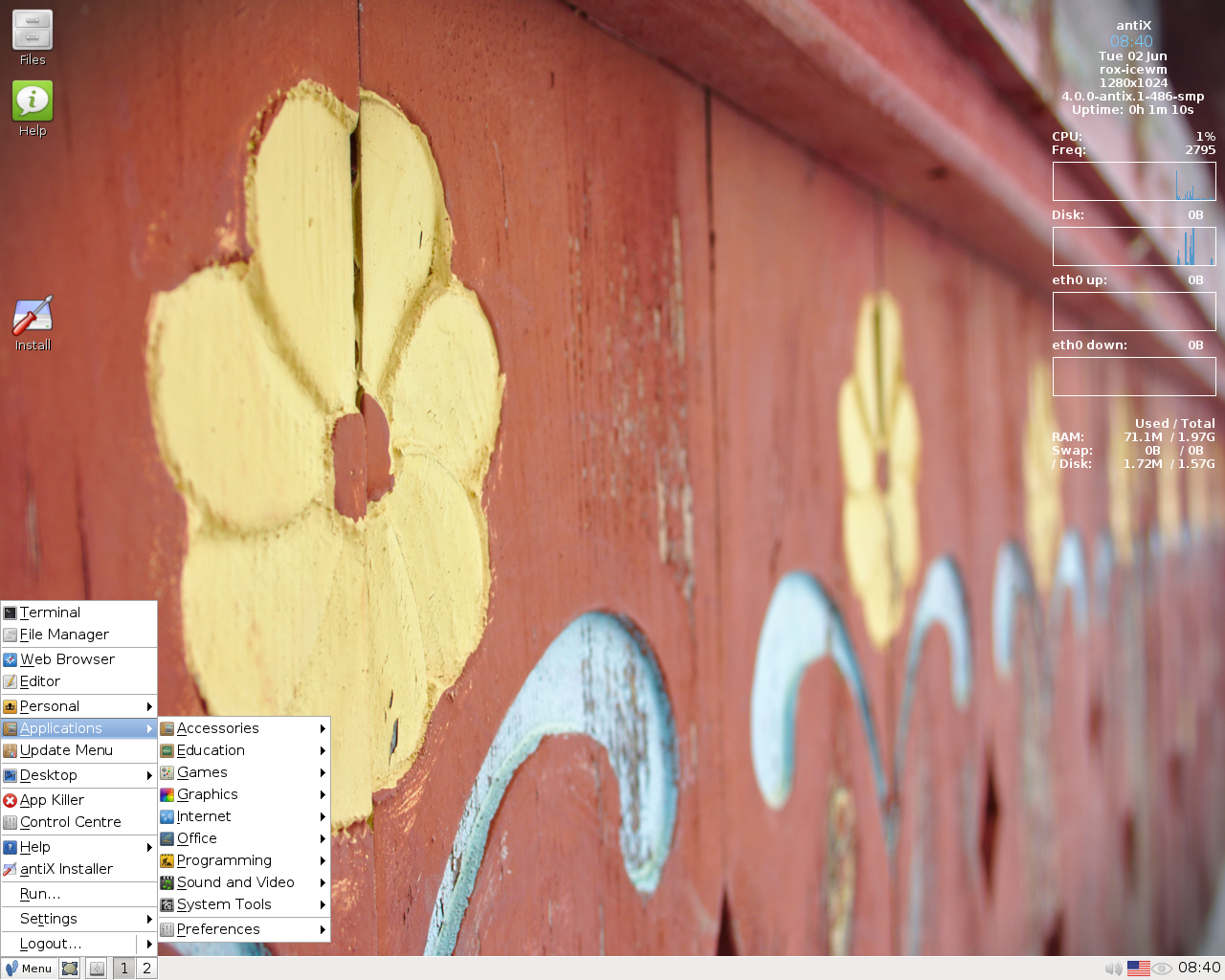 antiX desktop screenshot: 15 beta3