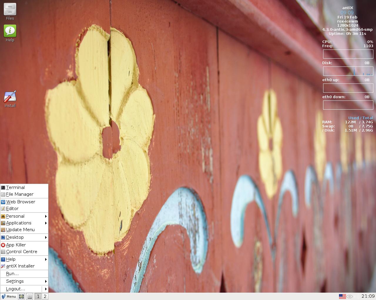 antiX desktop screenshot: 15.1