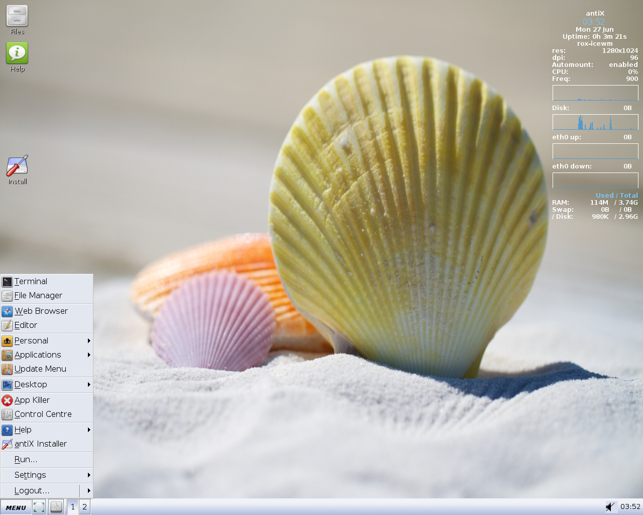 antiX desktop screenshot: 16