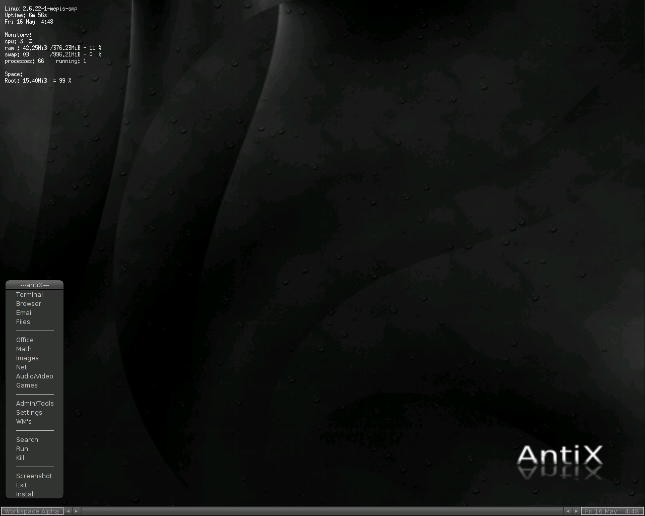 antiX desktop screenshot: 7.2