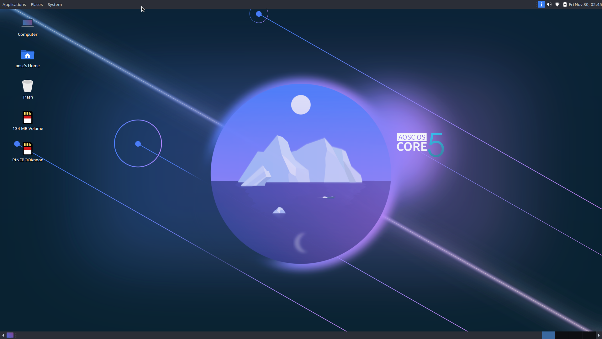 AOSC desktop screenshot: 20181016 pinebook