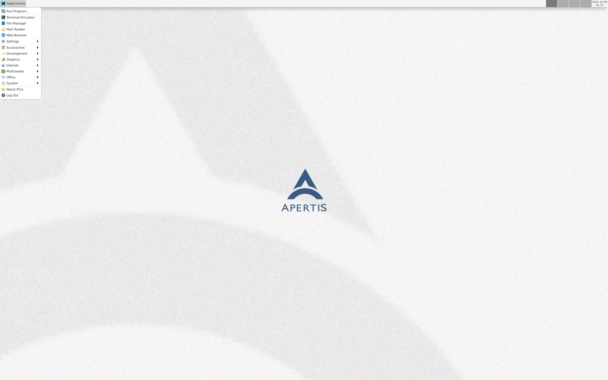 Apertis desktop screenshot: 2025.2