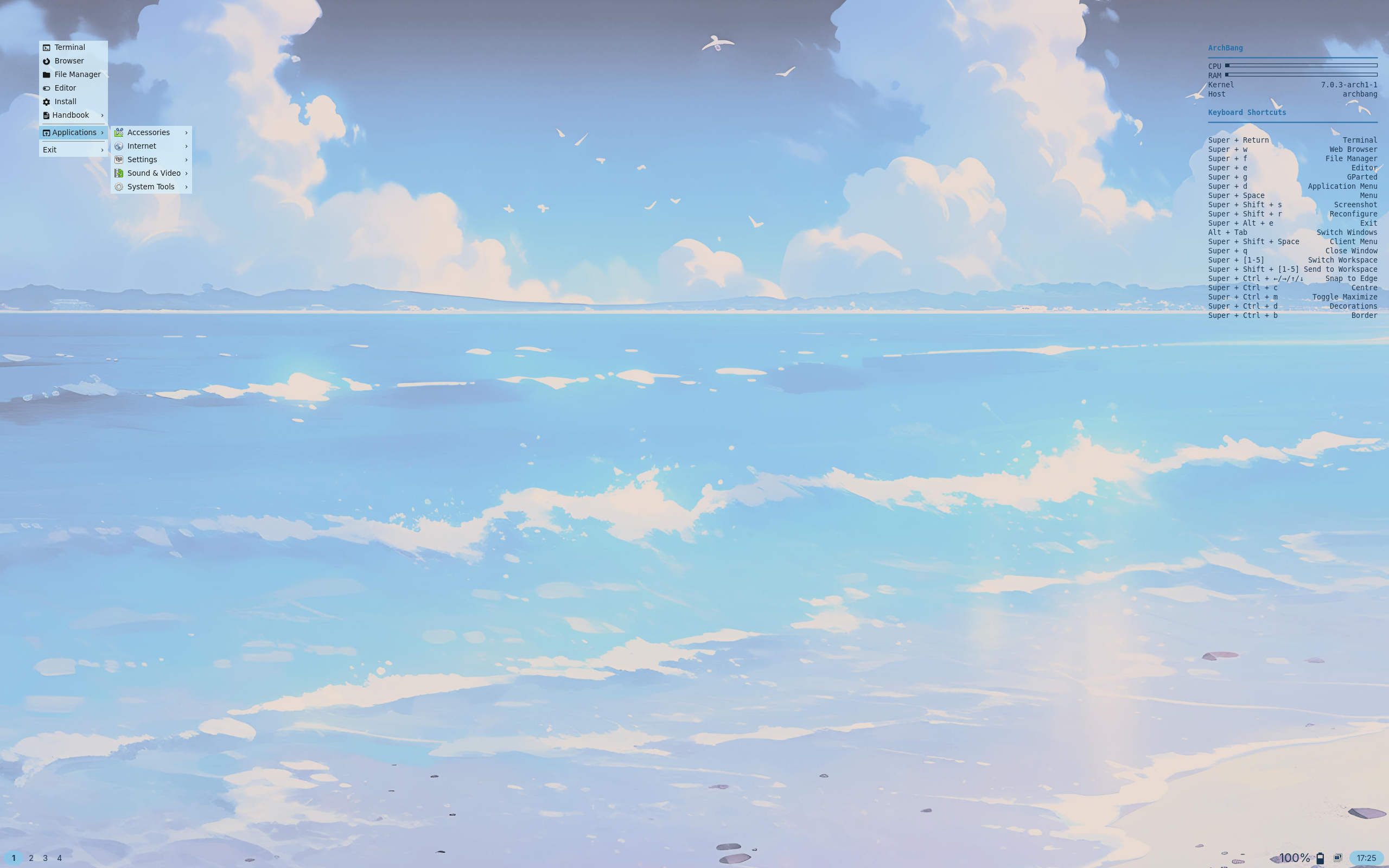 ArchBANG desktop screenshot: 010526