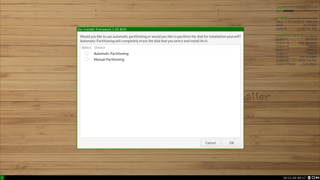 ArchBANG desktop screenshot: 0111 zen