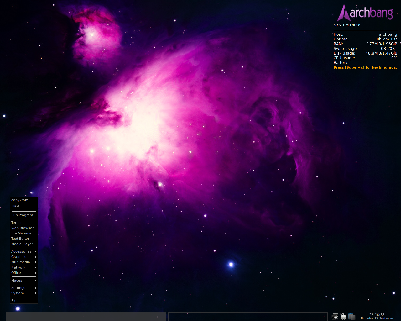 ArchBANG desktop screenshot: 2010.09