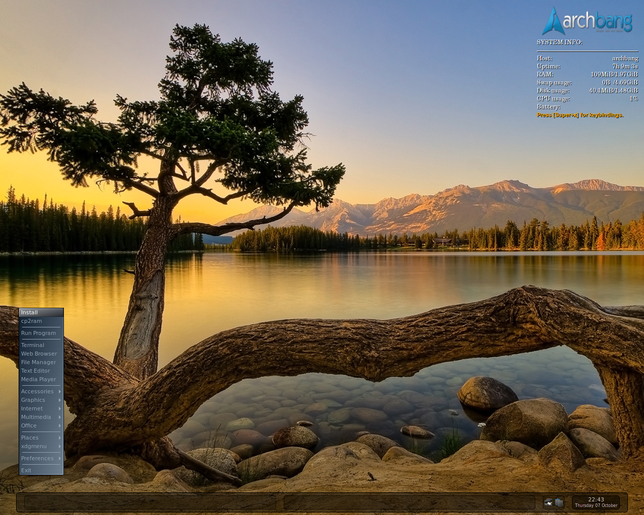 ArchBANG desktop screenshot: 2010.10