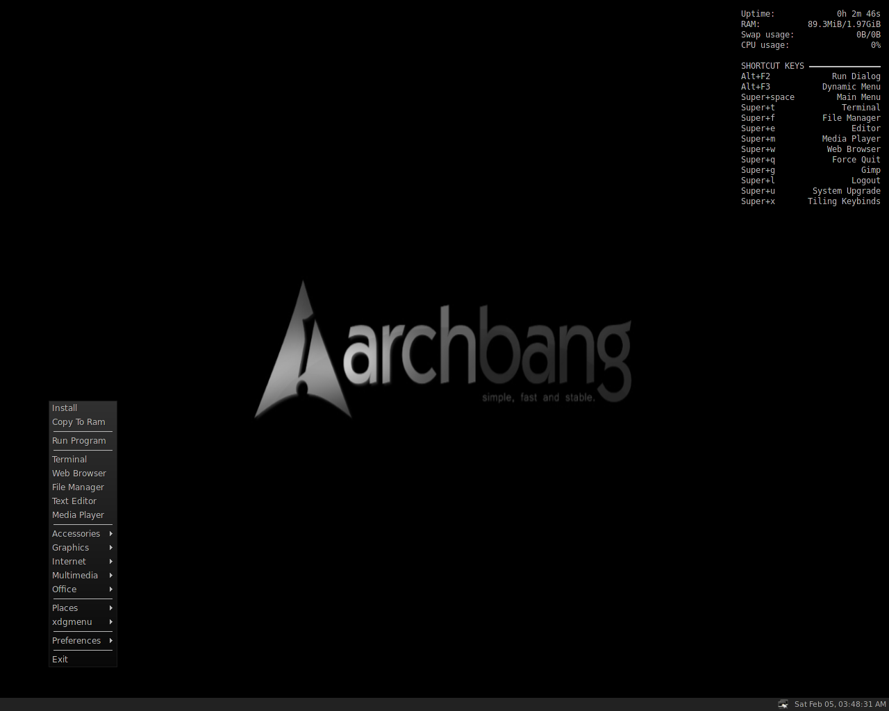 ArchBANG desktop screenshot: 2011.02