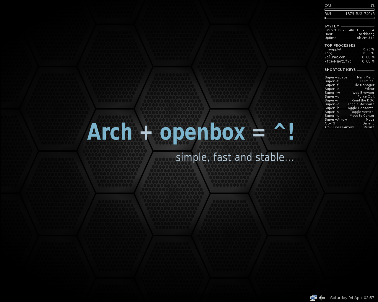 ArchBANG desktop screenshot: 2015.03