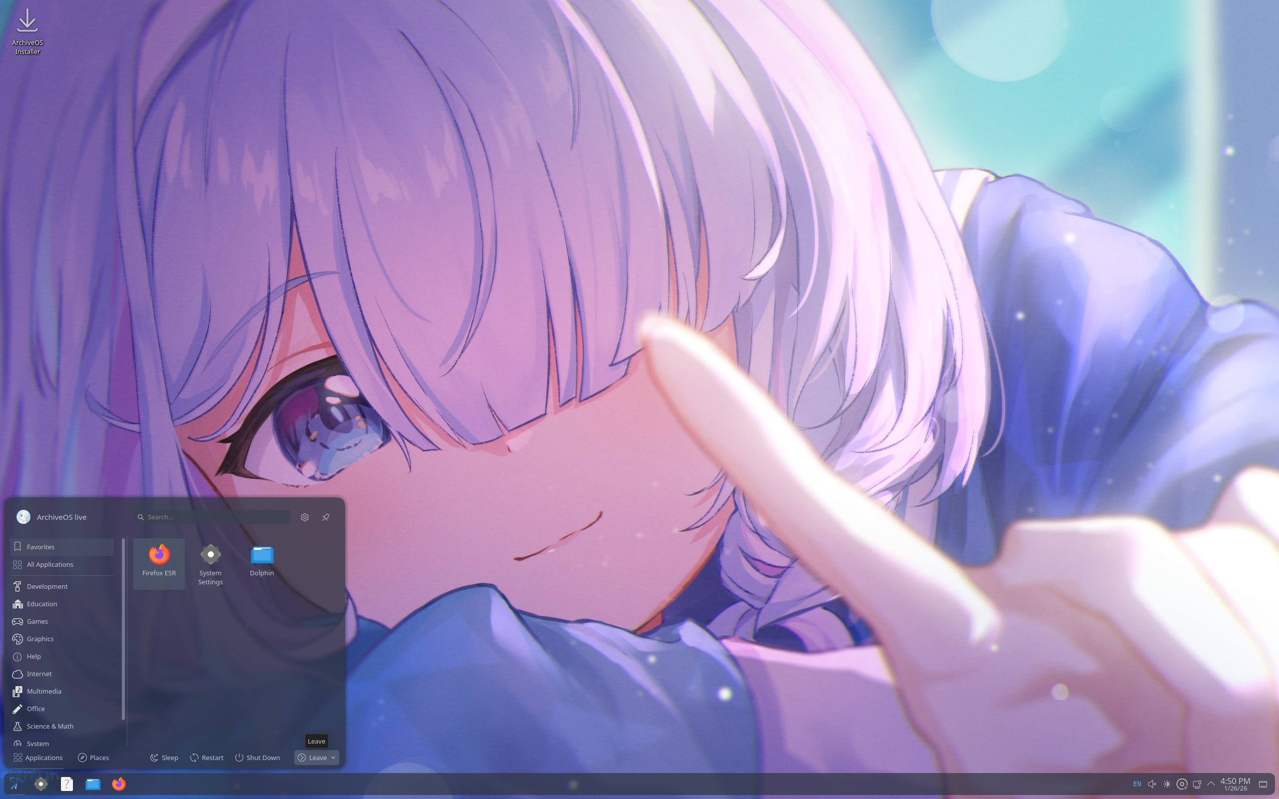 ArchiveOS desktop screenshot: 26 beta3
