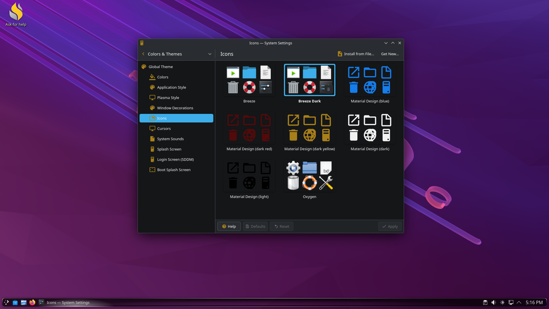 Argent desktop screenshot: 1.5.3 icons