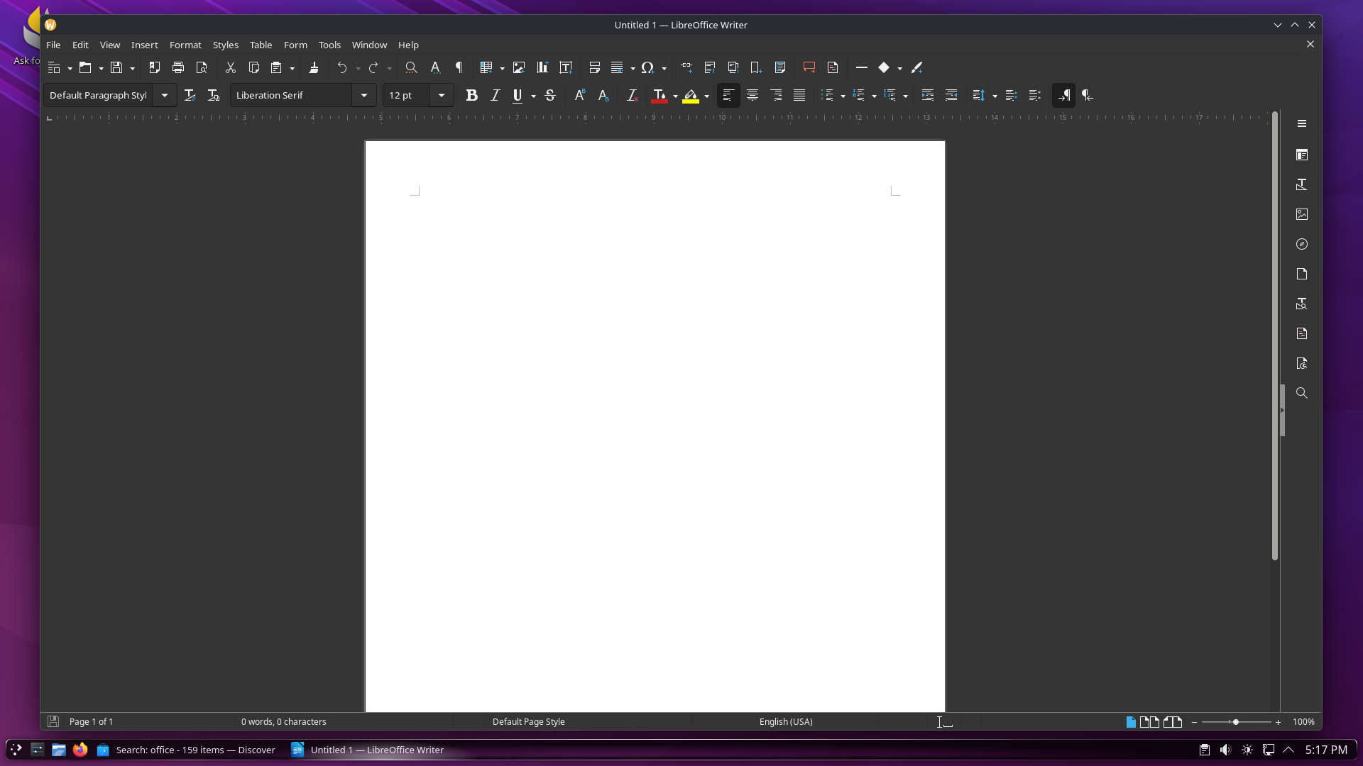 Argent desktop screenshot: 1.5.3 office