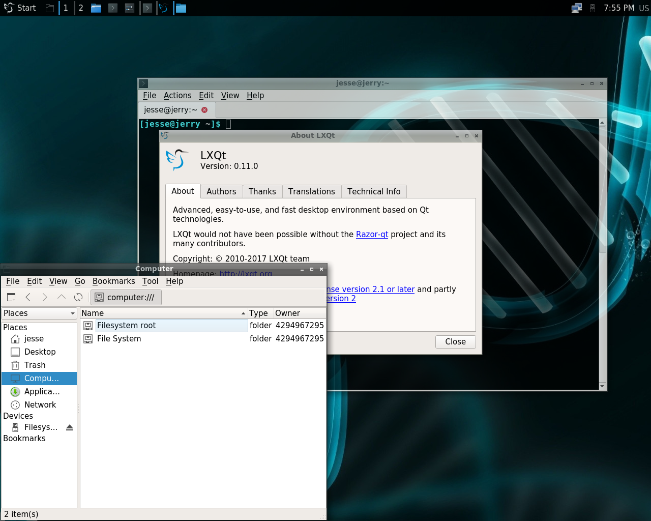 Artix desktop screenshot: 2017.08.08 lxqt
