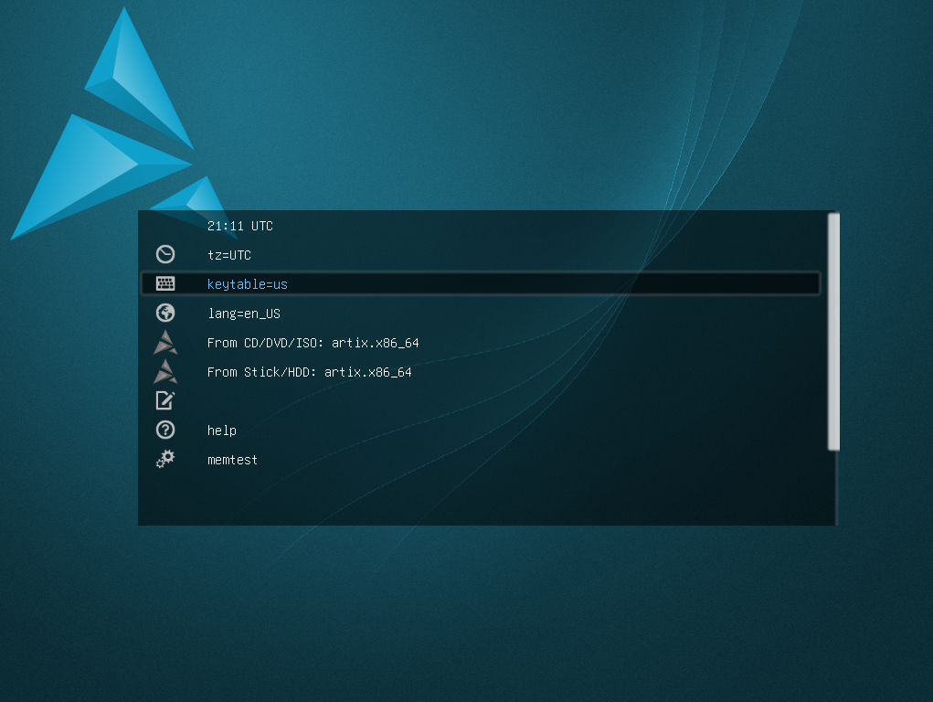 Artix desktop screenshot: 20200214 boot screen