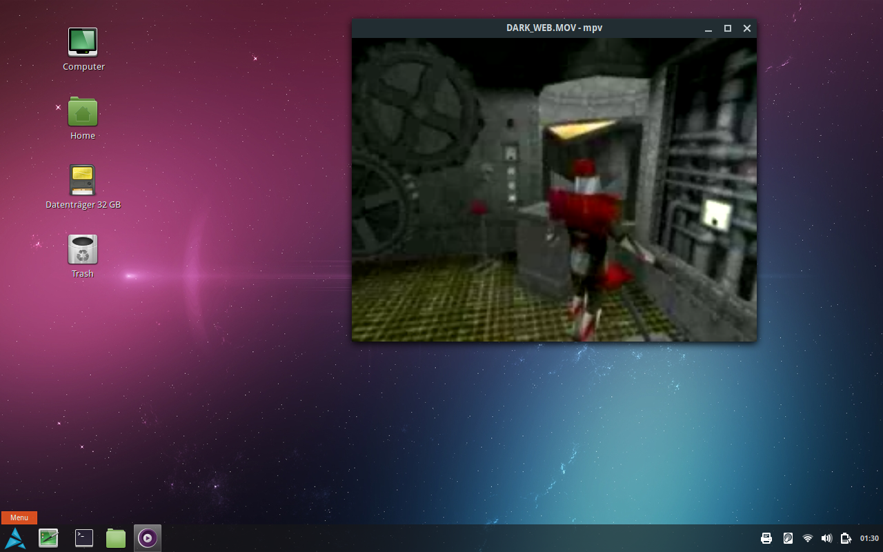 Artix desktop screenshot: 20200214 playing qicktime file