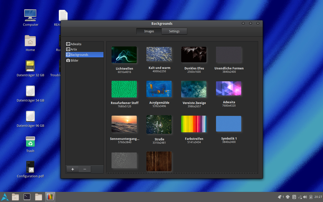 Artix desktop screenshot: 20200214 wallpapers cinnamon