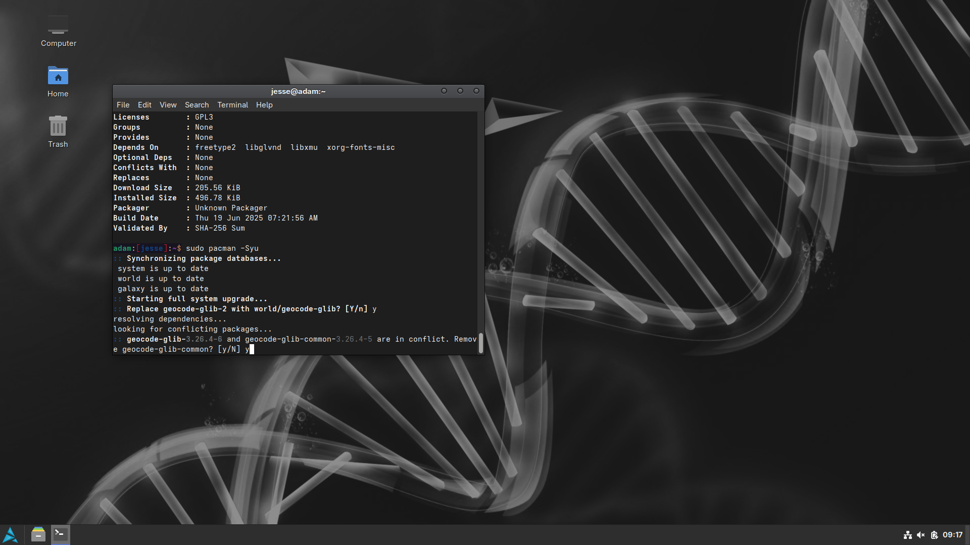 Artix desktop screenshot: 20260419 pacman