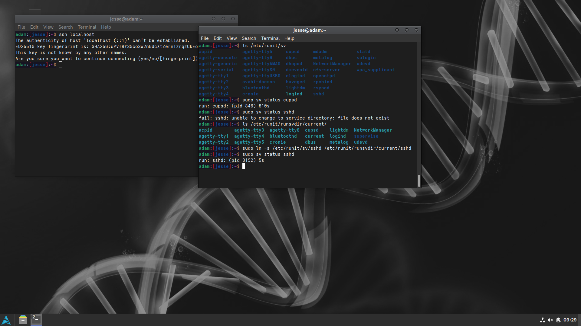 Artix desktop screenshot: 20260419 runit