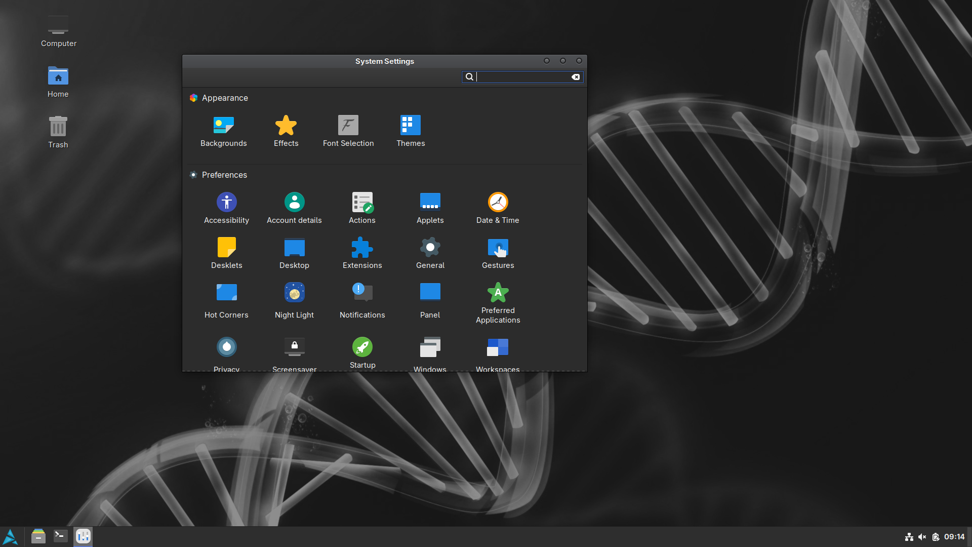 Artix desktop screenshot: 20260419 settings