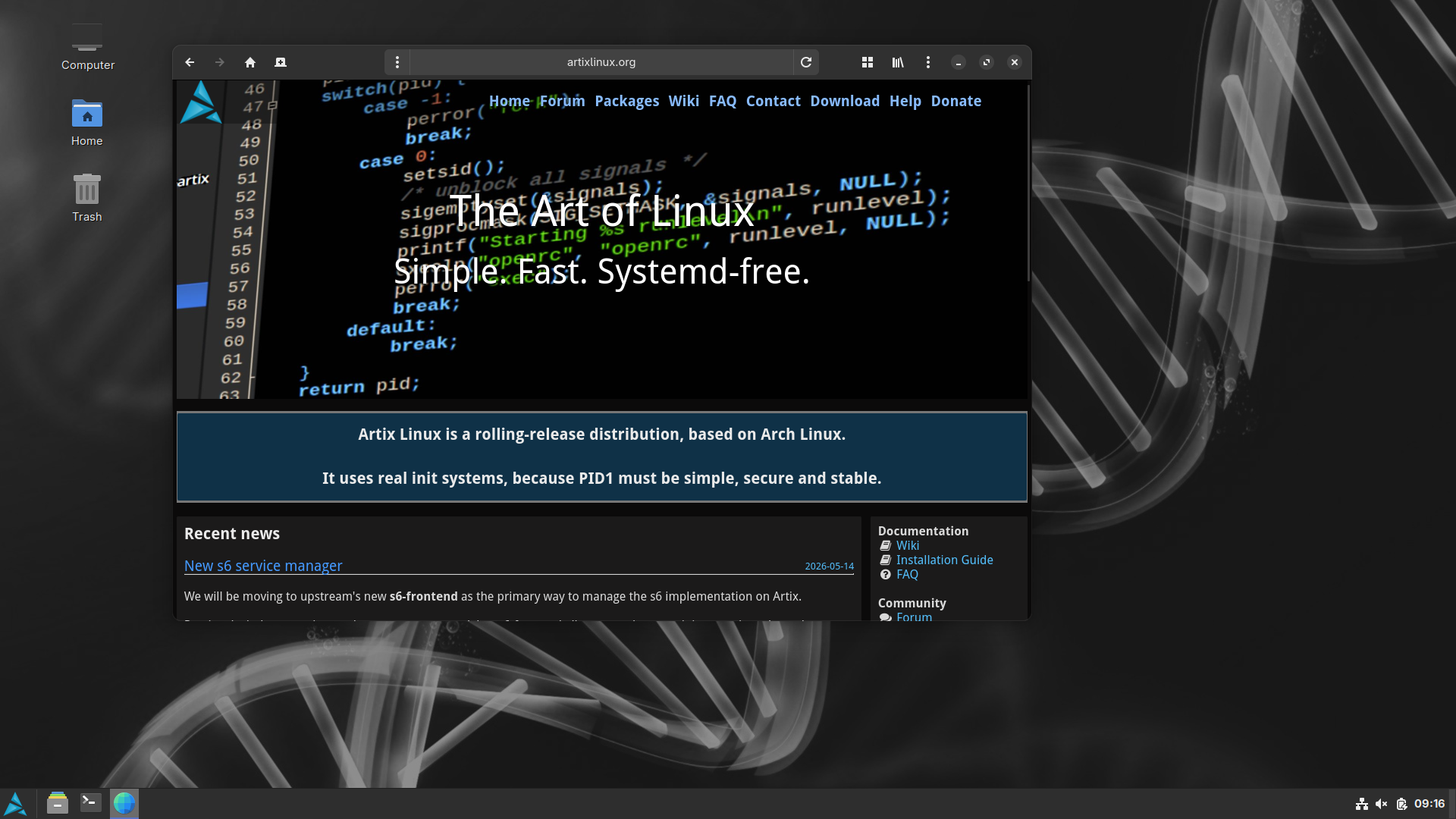 Artix desktop screenshot: 20260419 web