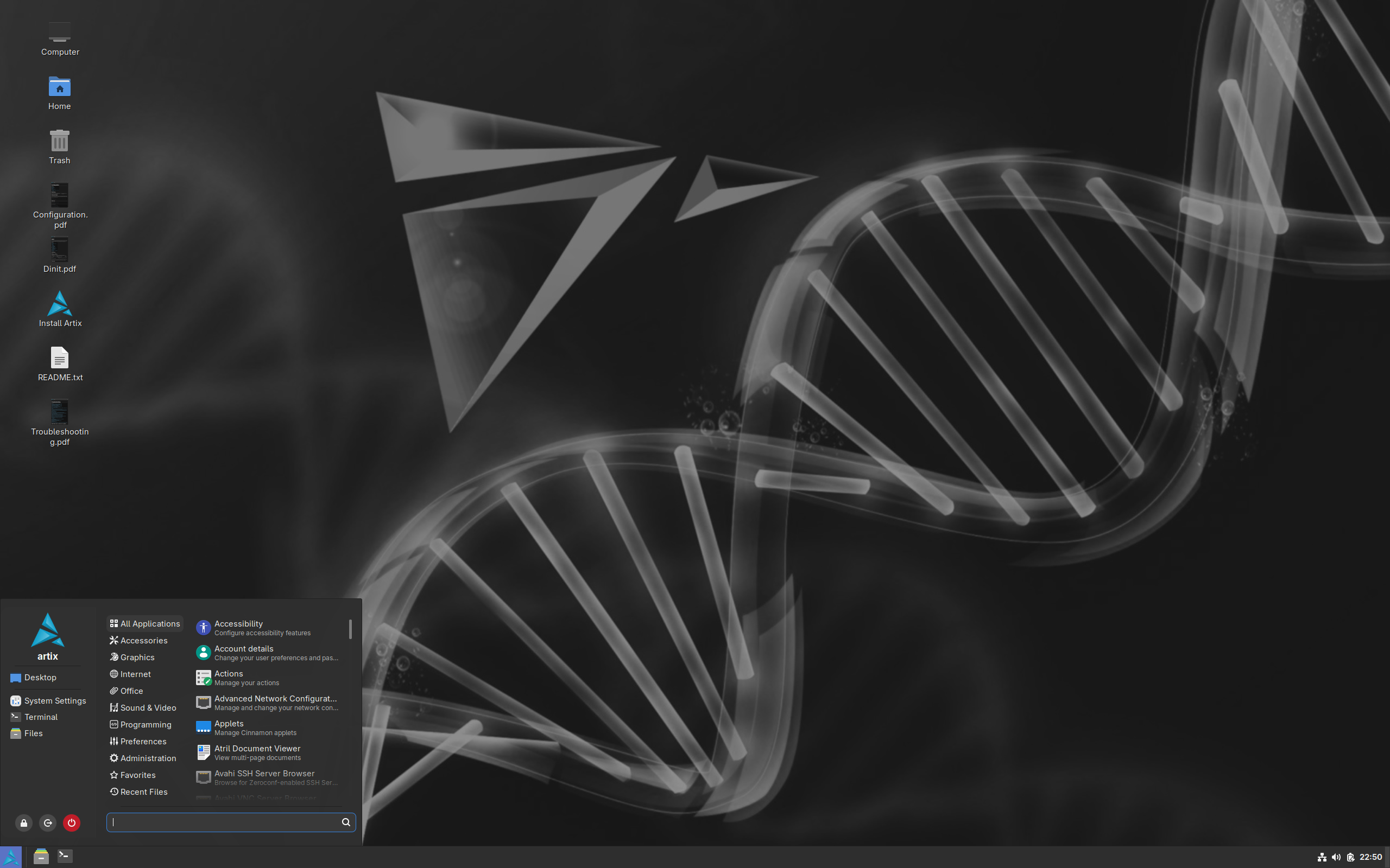 Artix desktop screenshot: 20260813 cinnamon