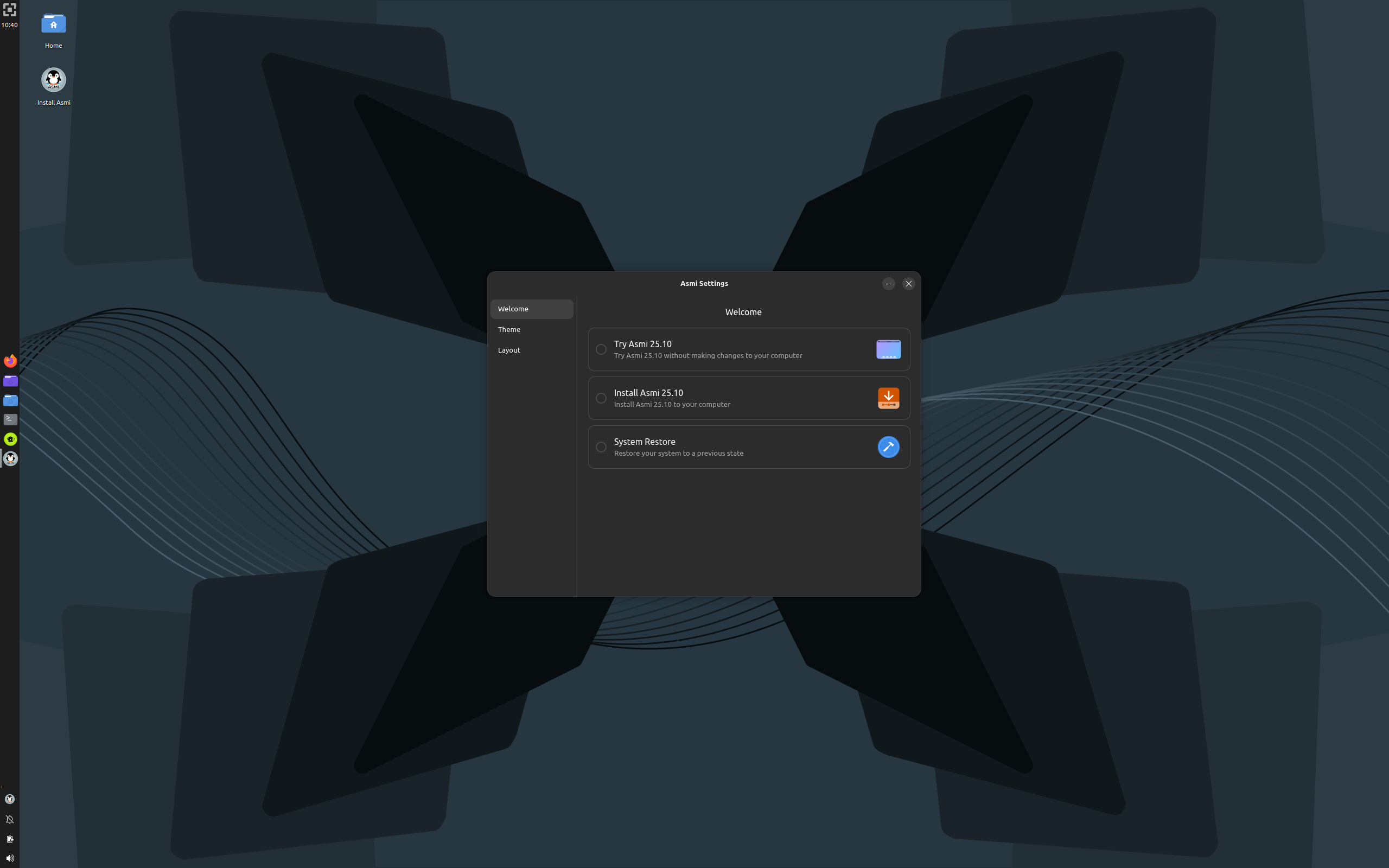 Asmi desktop screenshot: 25.10