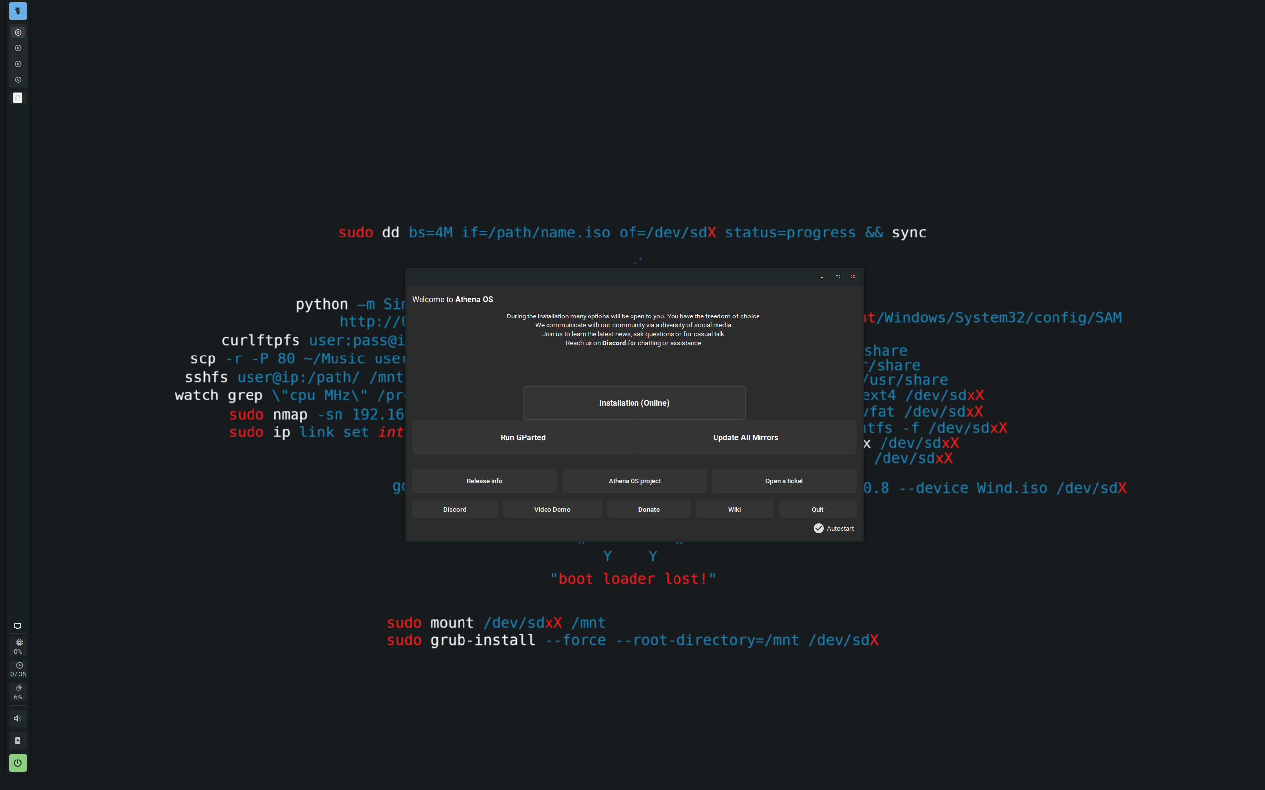Athena desktop screenshot: 23.11
