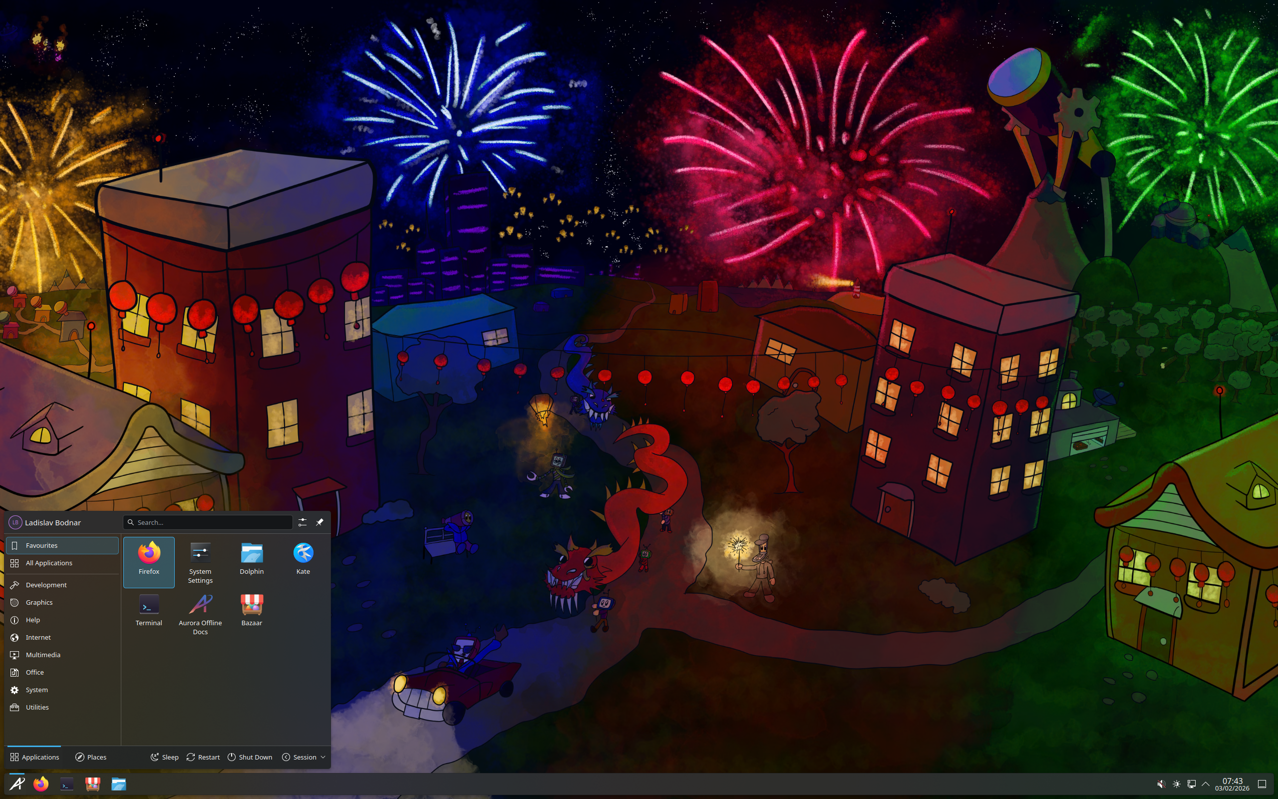 Aurora desktop screenshot: 43.20260203