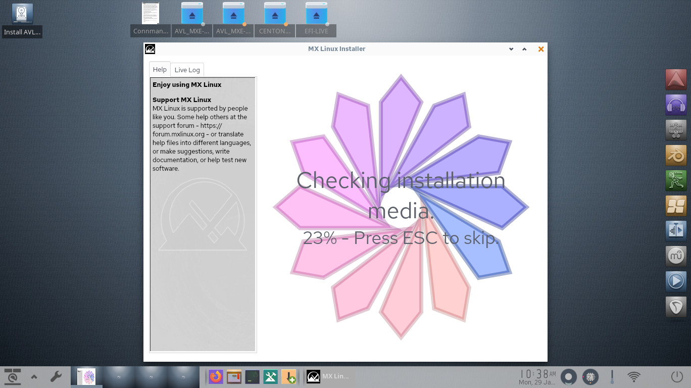 AV Linux desktop screenshot: 23.1 install