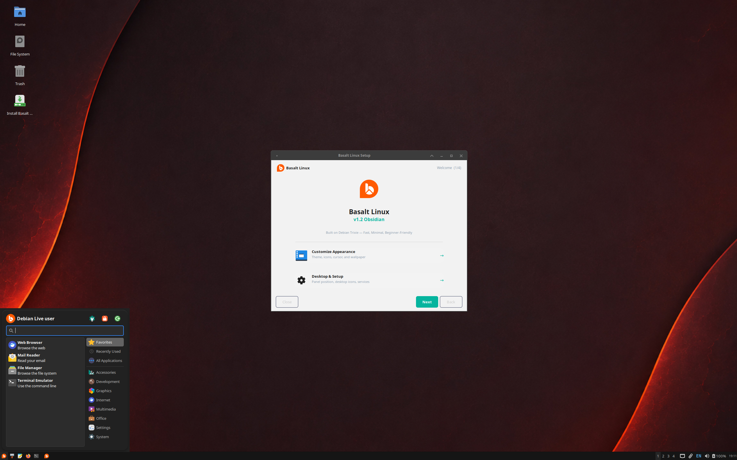 Basalt desktop screenshot: 1.2 xfce