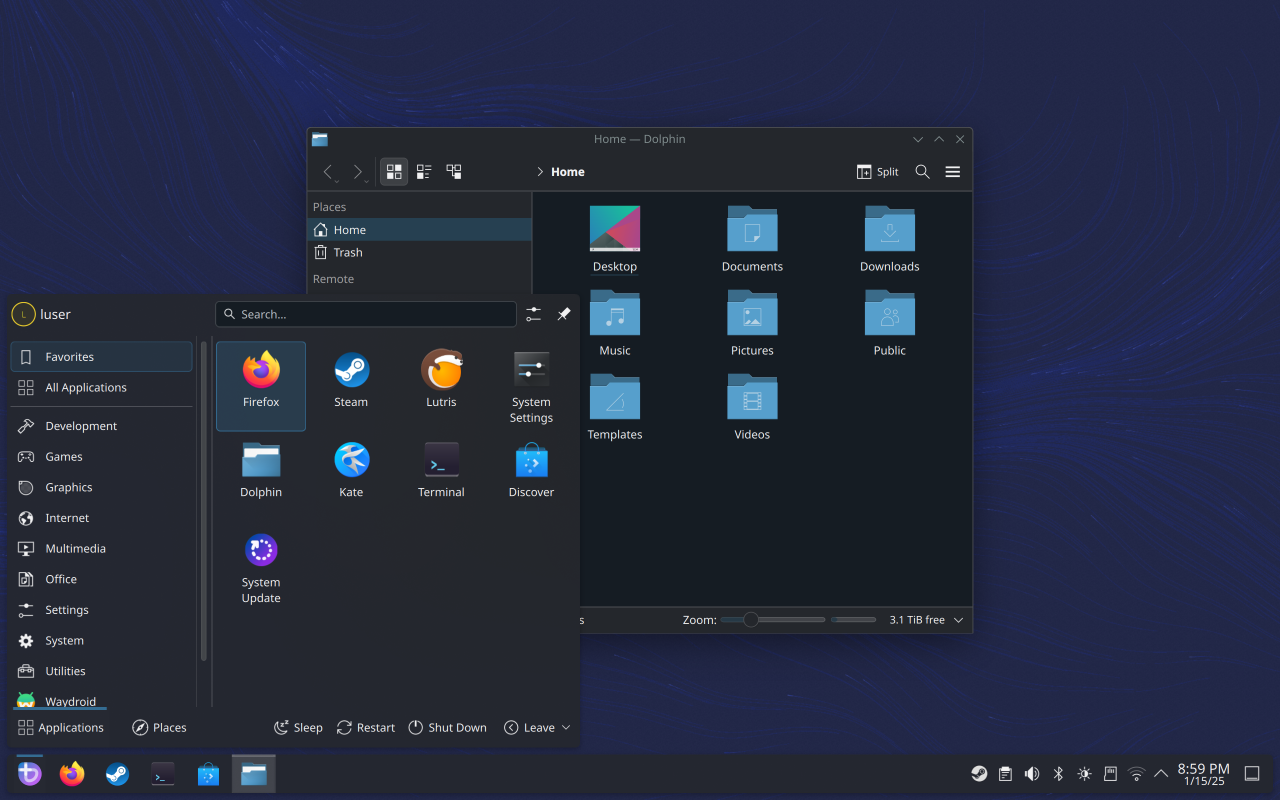 Bazzite desktop screenshot: 41 kde