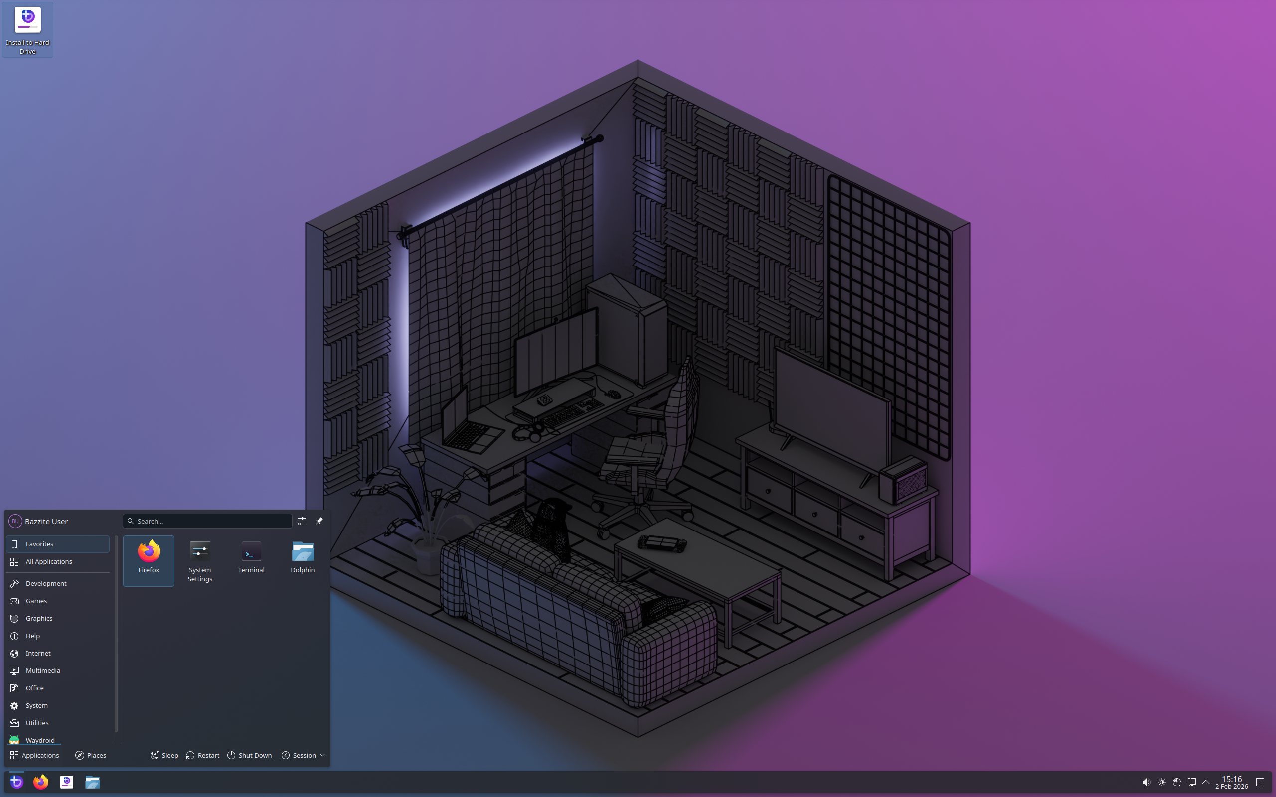 Bazzite desktop screenshot: 43.20260126 kde