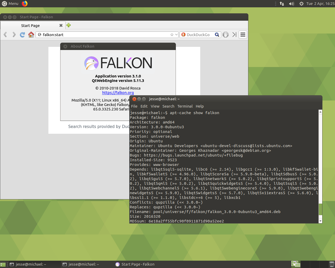 Bedrock desktop screenshot: 0.7.2 falkon